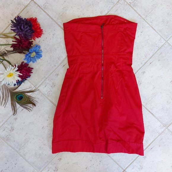 Strapless red dress Jacob - Picture 2 of 6